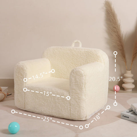 MOMCAYWEX Kids Sherpa Chair side view showcasing compact, kid-friendly size.