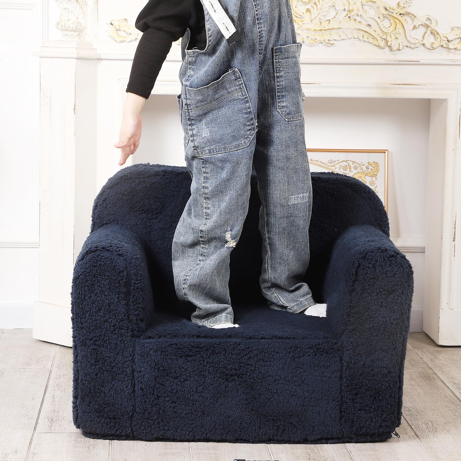 MOMCAYWEX Kids Snuggly-Soft Sherpa Chair foam inside provides support