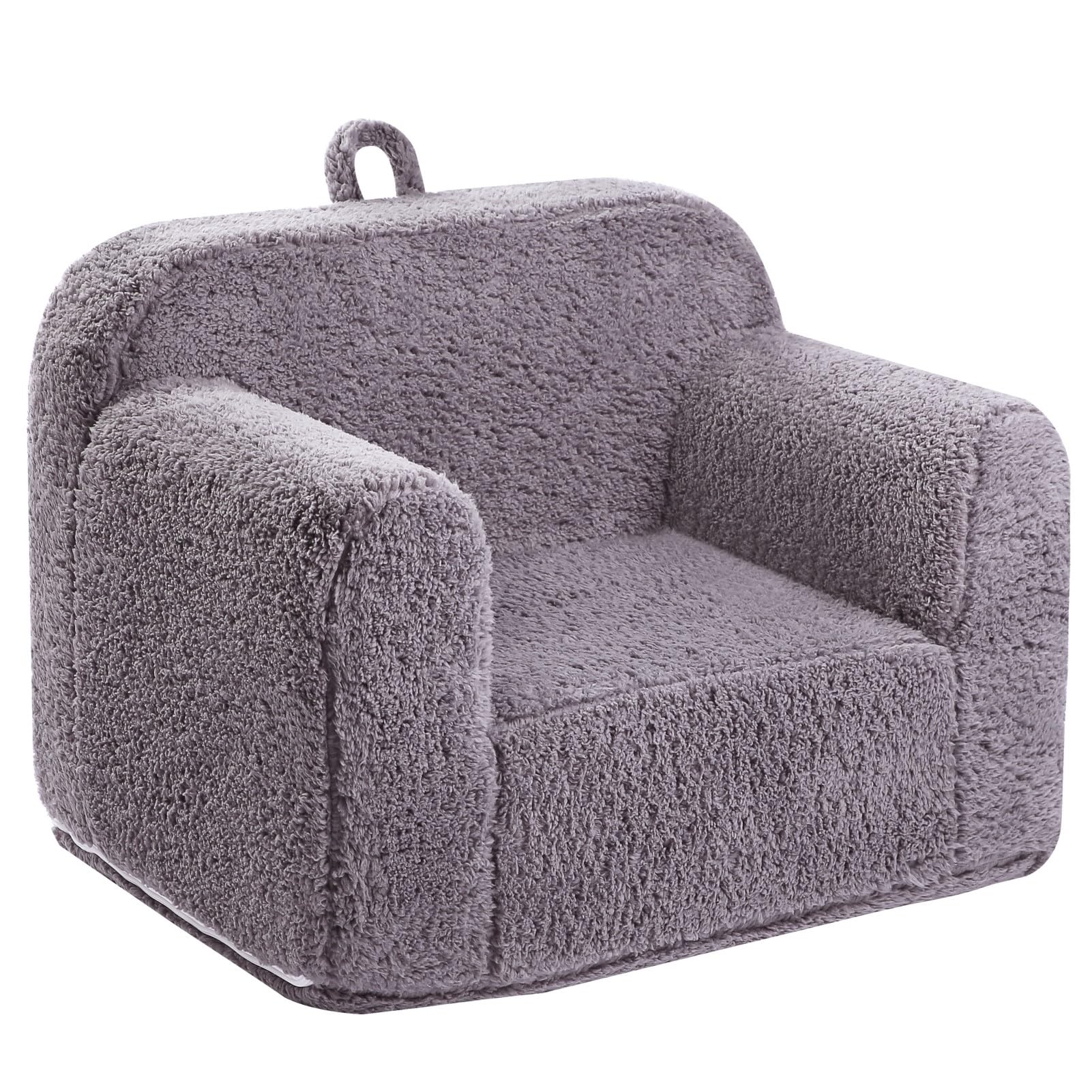 MOMCAYWEX Kids Sherpa Chair front view, cozy reading nook for toddlers