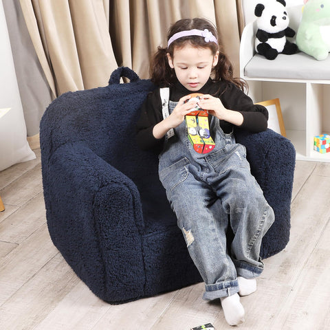 MOMCAYWEX Kids Snuggly-Soft Sherpa Chair texture close-up shows plush warmth