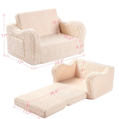 MOMCAYWEX kids sofa 2-in-1 flip-out design for extra lounging space