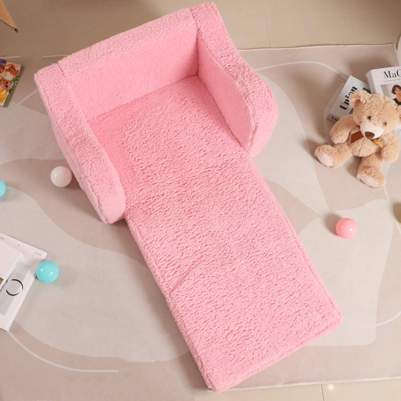 MOMCAYWEX Kids Sofa ideal for camping or sleepovers with compact, portable design.