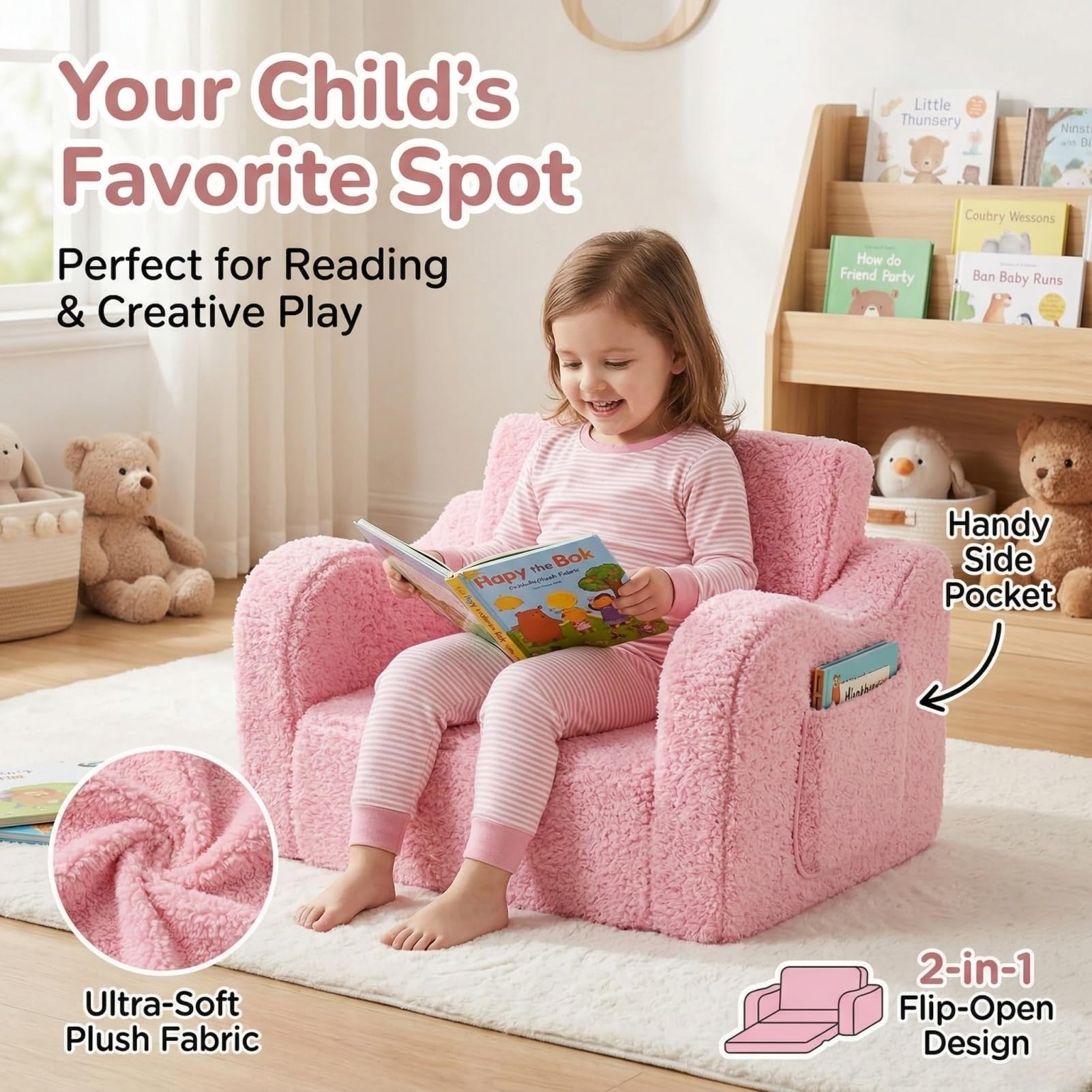MOMCAYWEX Kids Sofa lightweight construction makes it easy to move between rooms.
