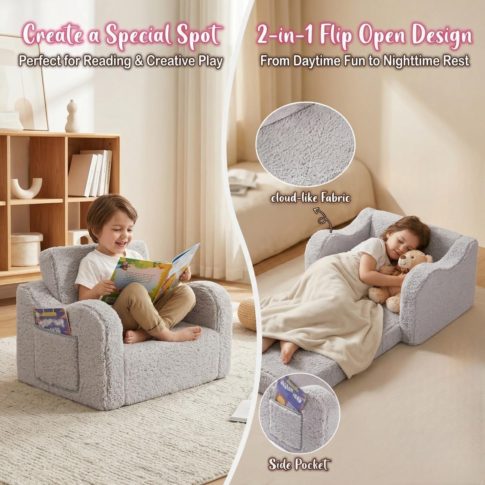 Lightweight MOMCAYWEX sofa easy to move between rooms for kids.