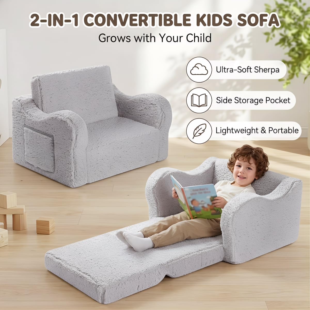 Safety-first MOMCAYWEX sofa with no sharp edges for kids.