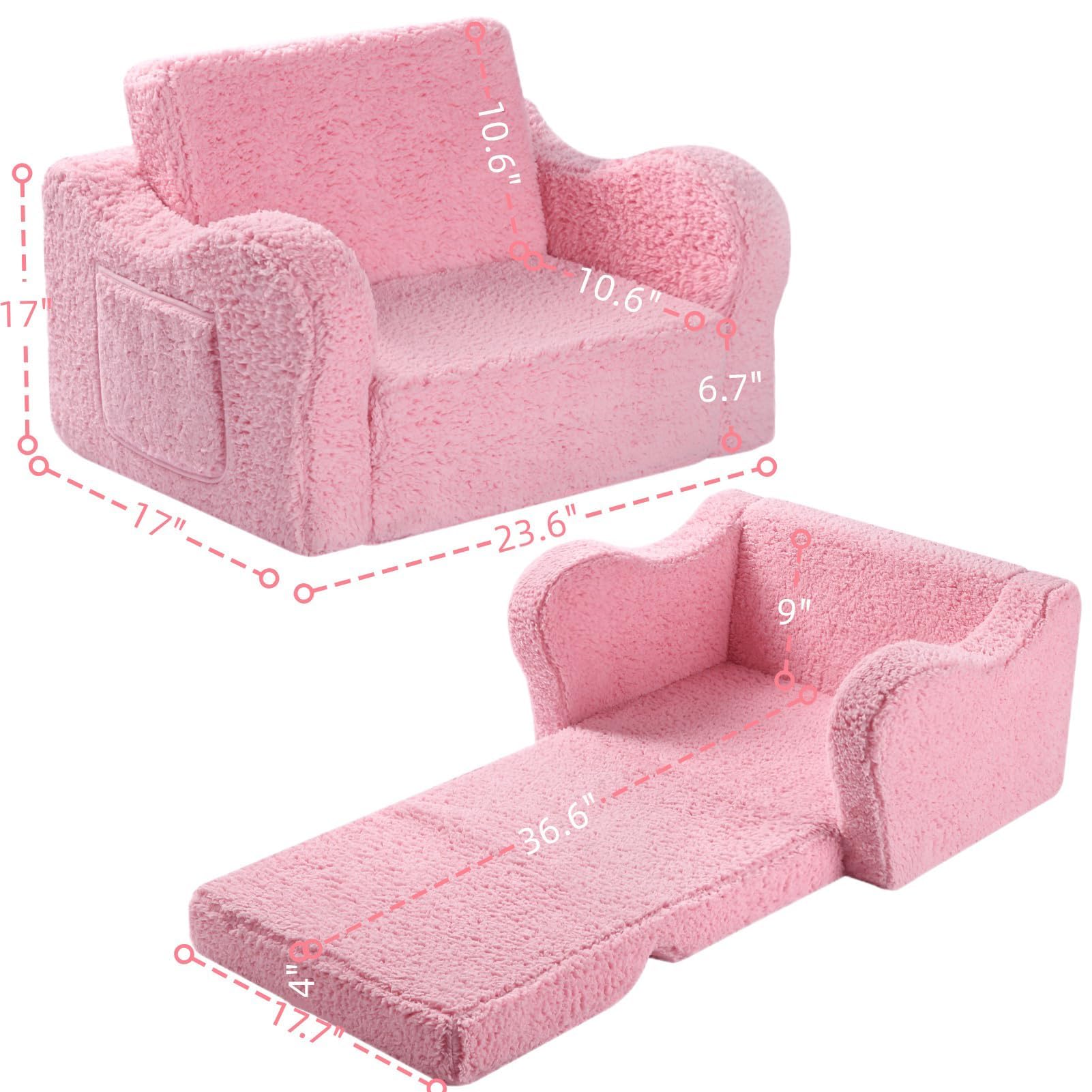 MOMCAYWEX Kids Sofa soft Sherpa cover provides plush comfort for mini loungers.