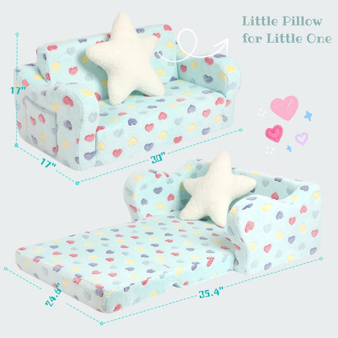 MOMCAYWEX toddler couch folds out for quick playtime and naps.