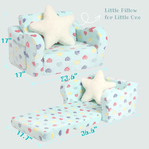 MOMCAYWEX fold-out couch supports quick lounging for naps or playtime.