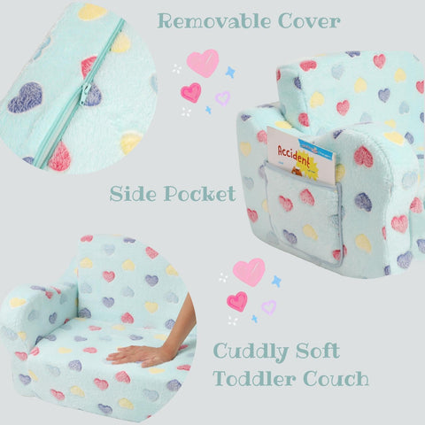 MOMCAYWEX toddler couch transforms into a lounger for relaxed seating.