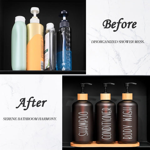 MOMEEMO Amber organizer for apothecary jars and bath products.