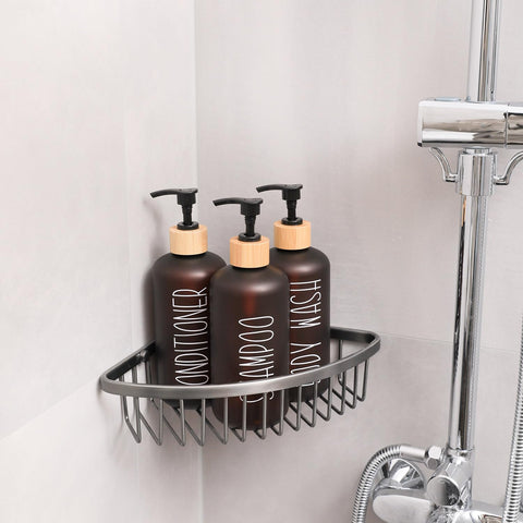 MOMEEMO Amber bathroom decor setup adds style and order to your shower.