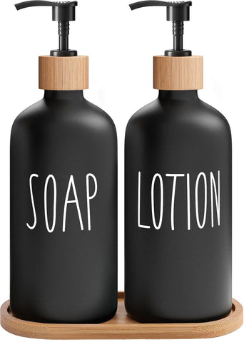 MOMEEMO black soap dispenser front view for stylish bathroom organization.
