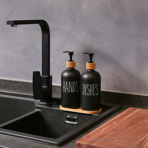 MOMEEMO black soap dispenser set with dish pump for easy kitchen access