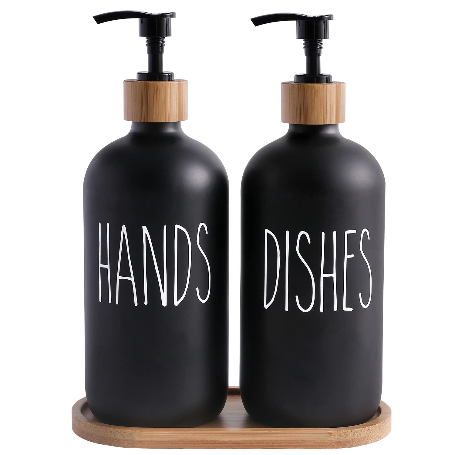 MOMEEMO black soap dispenser set with hand pump for stylish countertop organization