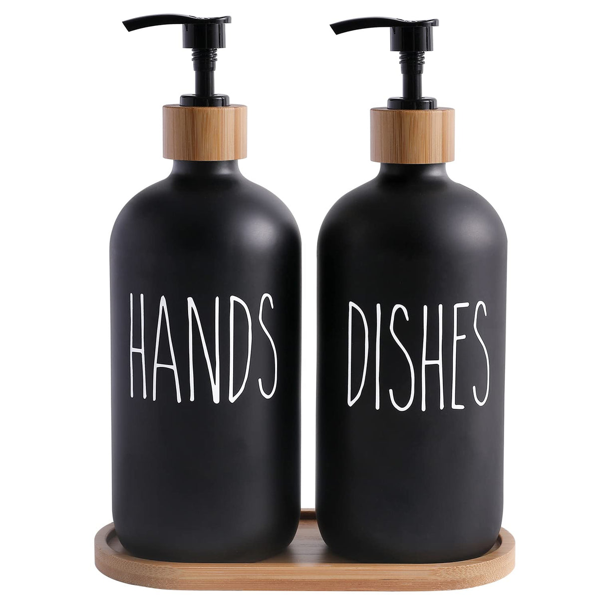 MOMEEMO black soap dispenser set with hand pump for stylish countertop organization