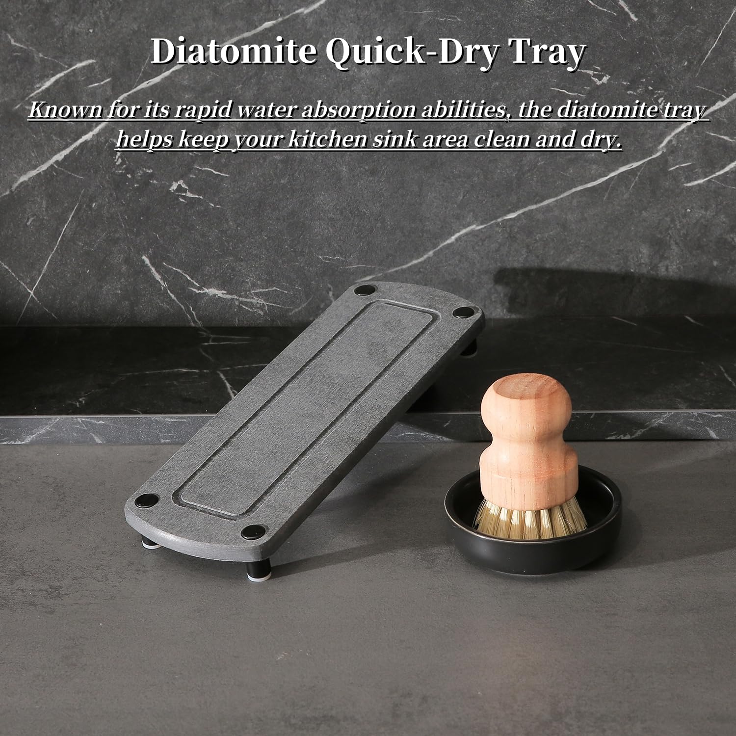 MOMEEMO ceramic brush holder keeps brushes tidy on the stone drying tray.