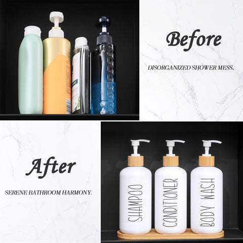 MOMEEMO white gift-ready dispenser set presented as a thoughtful bathroom upgrade.