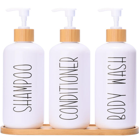MOMEEMO white shampoo dispenser bottle with durable refill design for safe bathroom use.