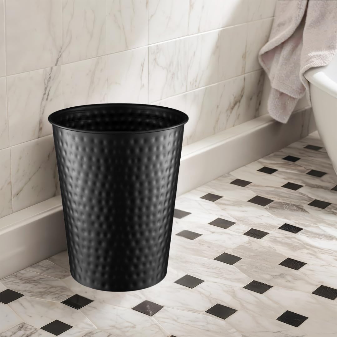 Monarch Abode easy-clean bathroom trash can wipes clean quickly.