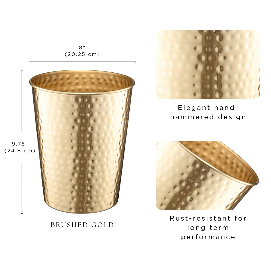 Monarch Abode hand-crafted rust-resistant trash can withstand humidity in bathrooms and kitchens.