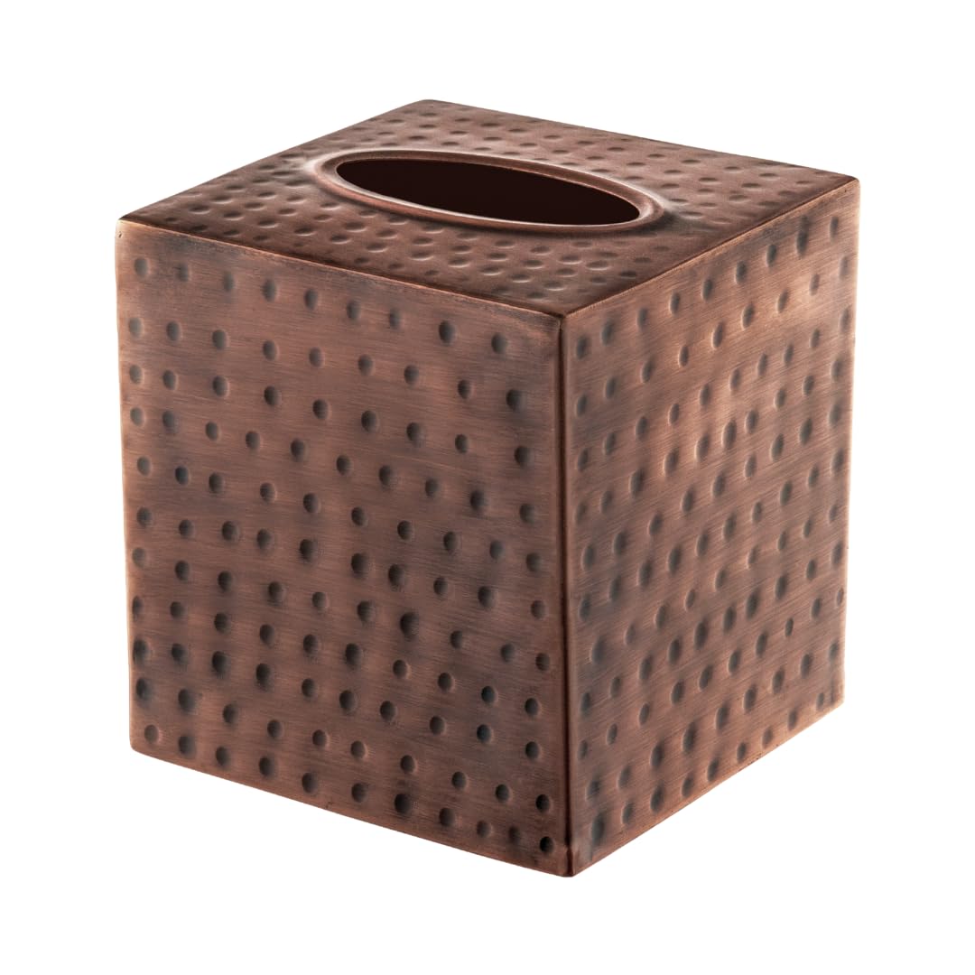 Monarch Abode hand hammered tissue box cover adds rustic elegance while concealing a standard tissue box.
