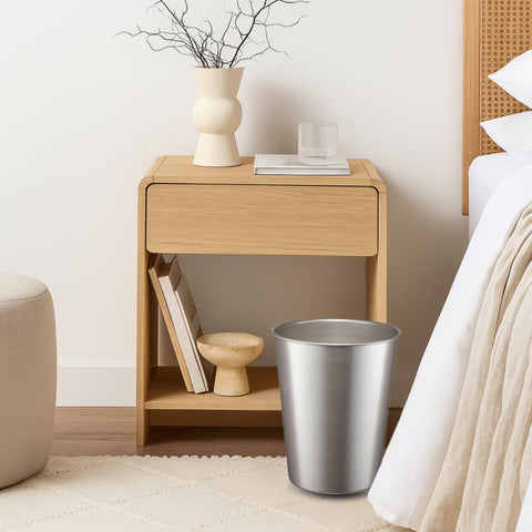 Monarch Abode metal wastebasket compact-design ideal for dorms, apartments, and offices.