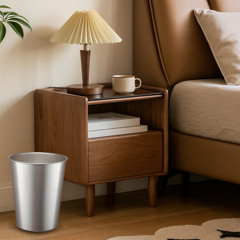 Monarch Abode metal wastebasket textured finish adds decorative flair to any room.