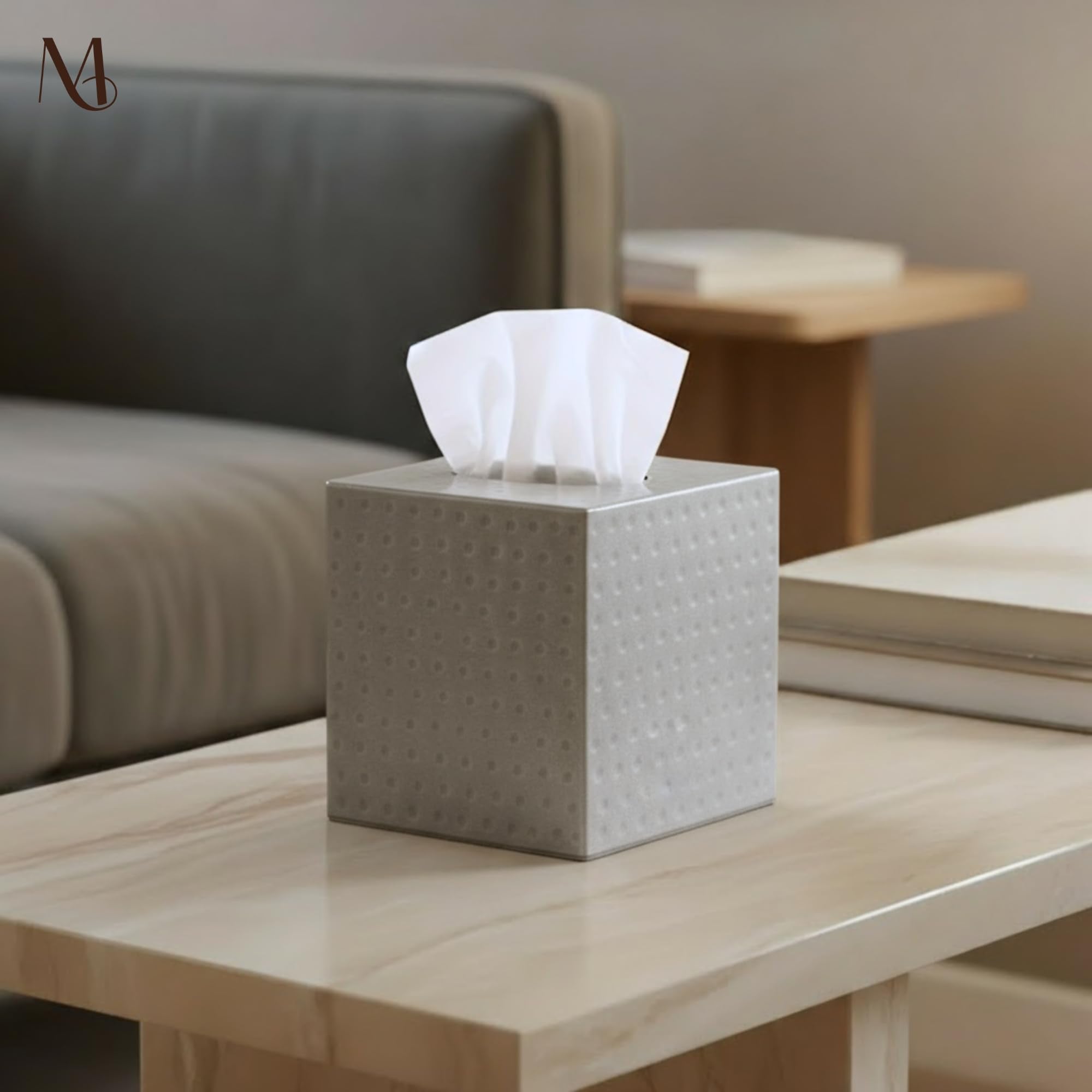 Monarch Abode antique copper finish tissue box cover adds warm rustic charm.