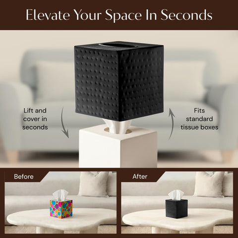Monarch Abode open-bottom square tissue box cover for easy refills