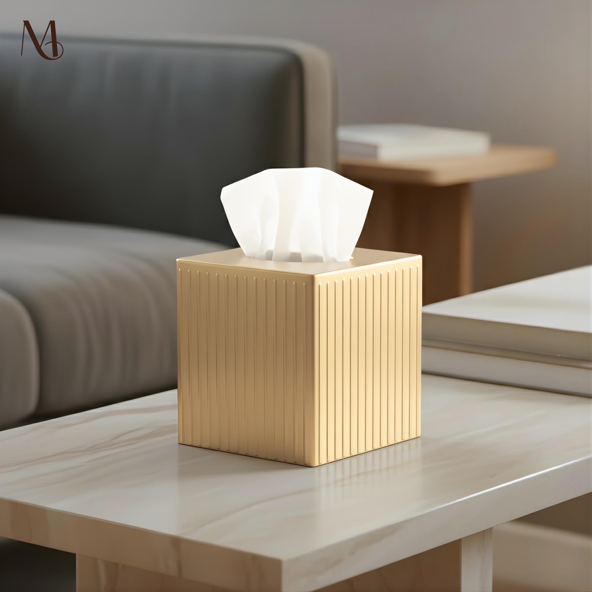 Monarch Abode ridge-embossed antique copper tissue box cover adds warm rustic charm
