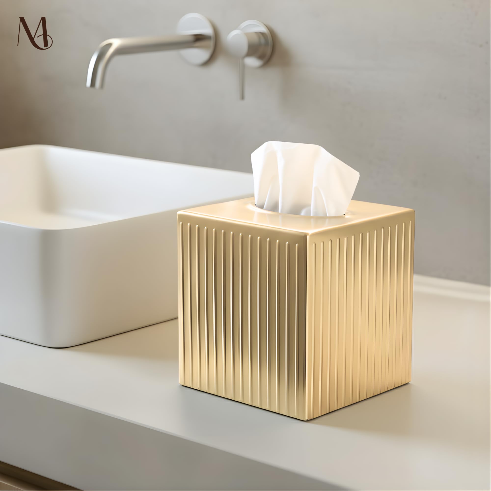 Monarch Abode ridge-embossed pewter tissue box cover for minimalist spaces
