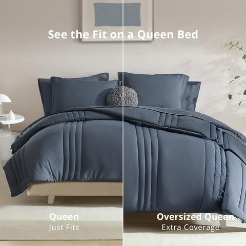 Monbix bed-in-a-bag on a stylish blue-gray setup.