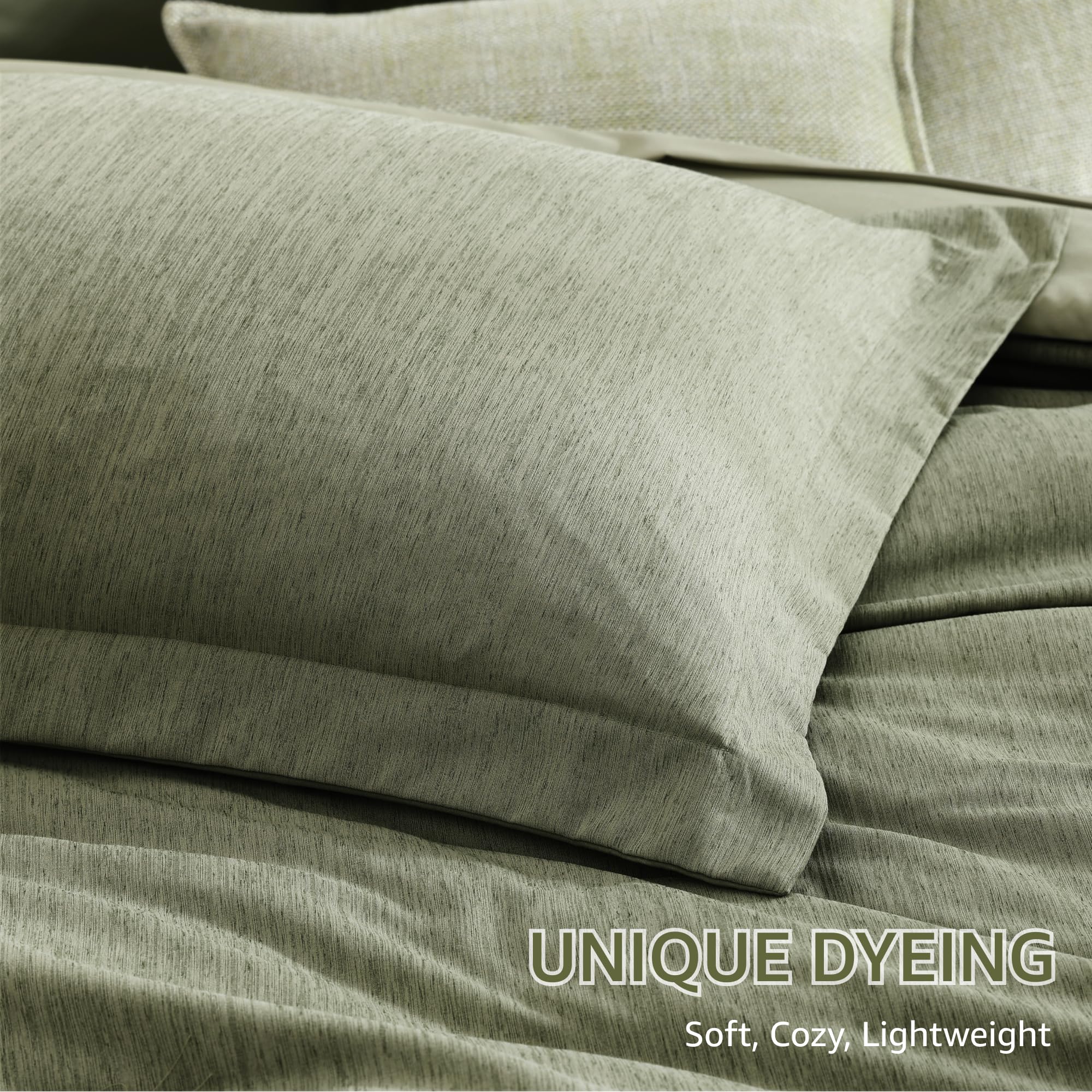 Monbix bedding set sage-green vacuum packaging preserves loft