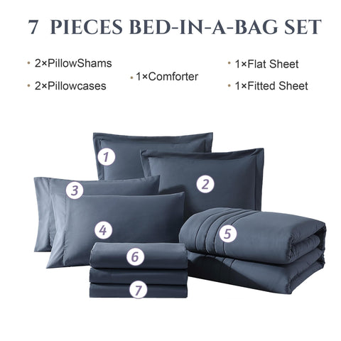 Monbix color-tone blue-gray bedding set brings calm aesthetics to any bedroom.