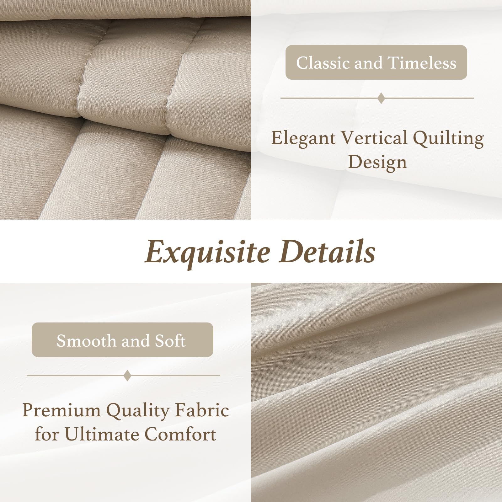 Monbix comforter texture close-up highlights soft beige fabric