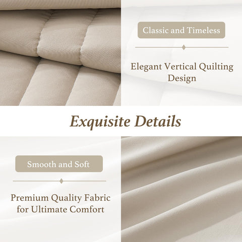 Monbix comforter texture close-up highlights soft beige fabric