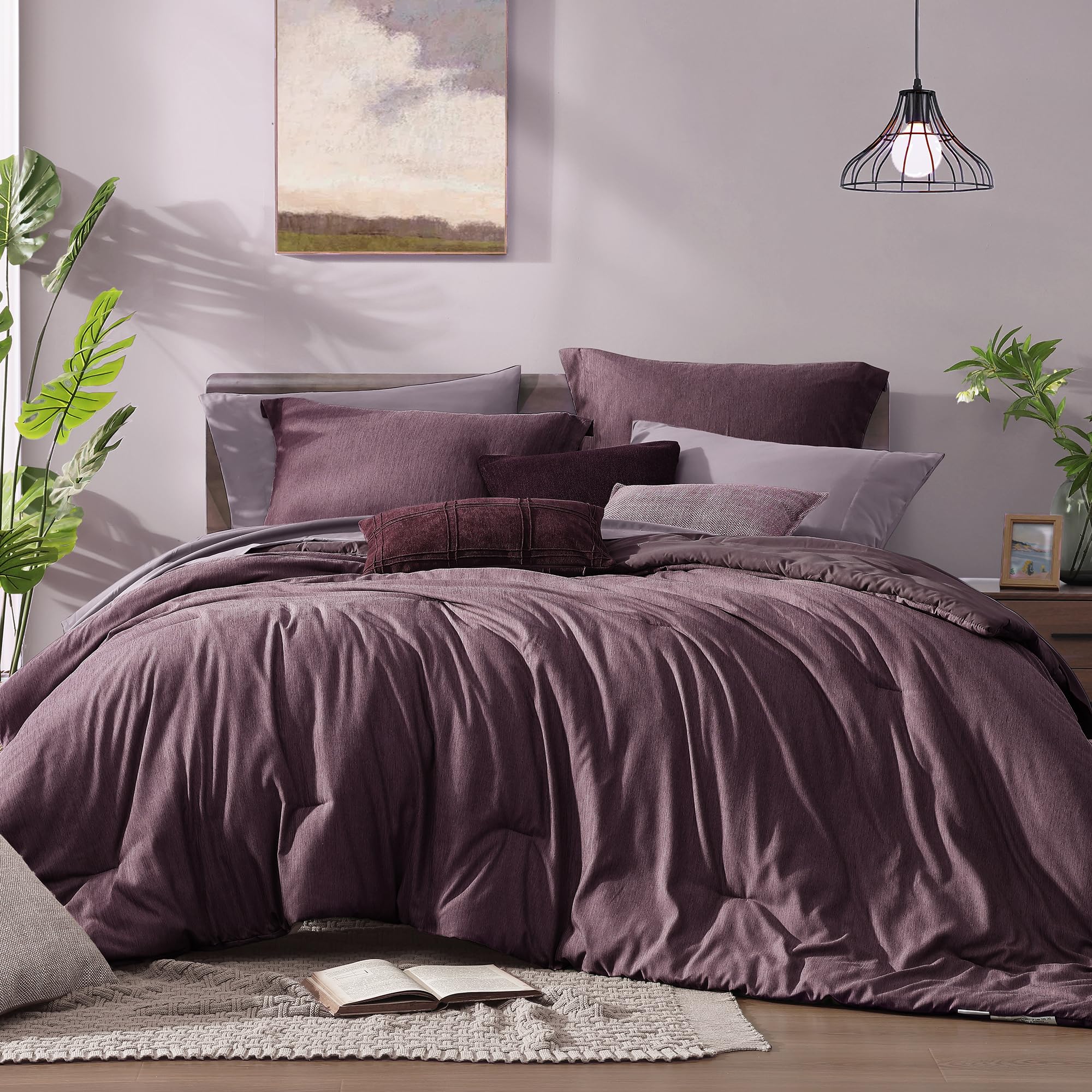 Monbix King Size Comforter Set on a cozy bedroom scene for all-season comfort