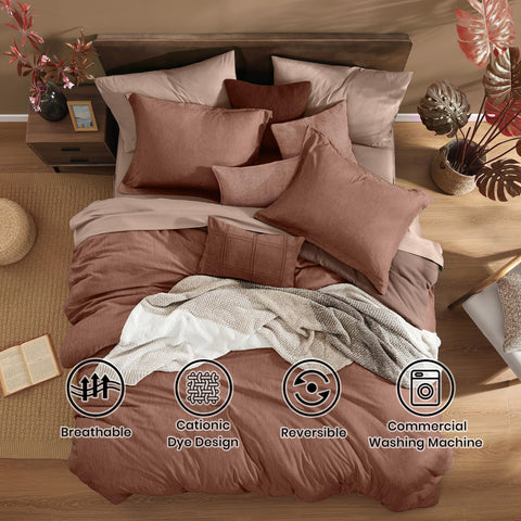 Monbix king-size comforter set layout showing all seven pieces for a complete bedding look.