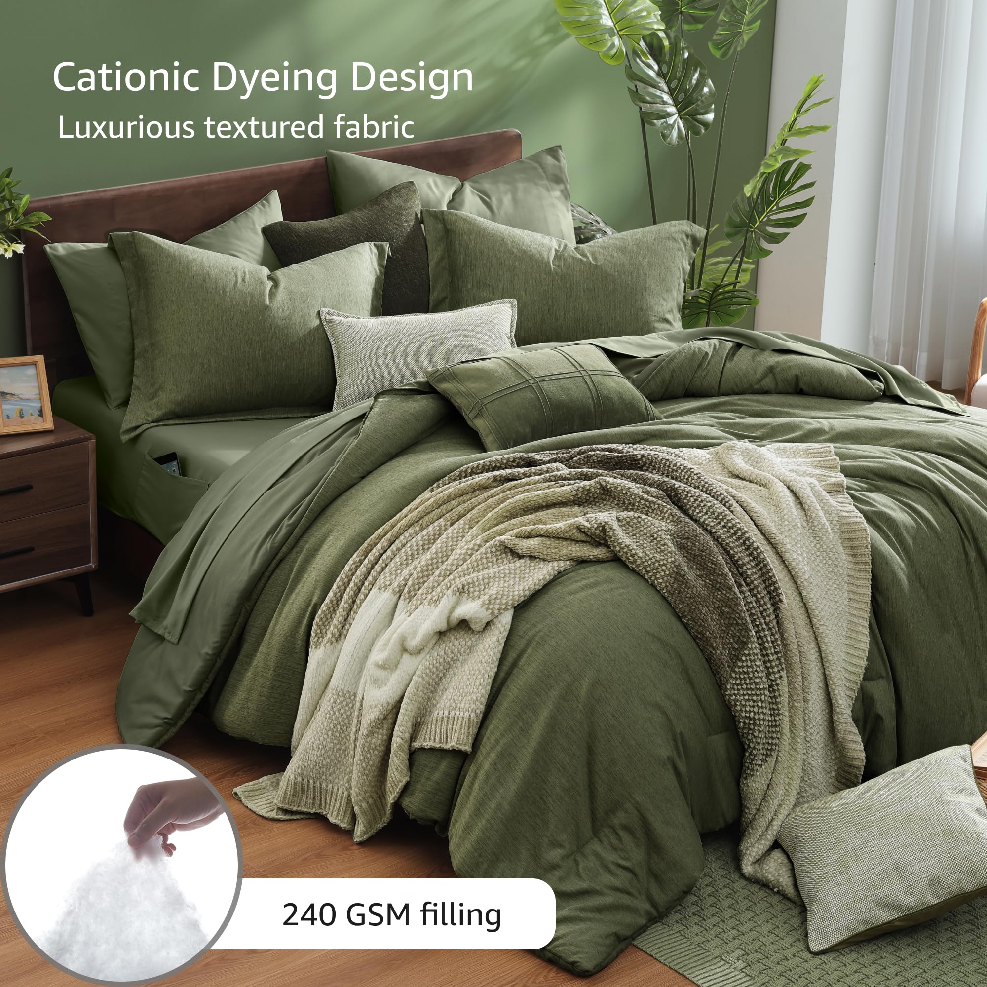 Monbix king-size comforter set shams match the cozy fabric.