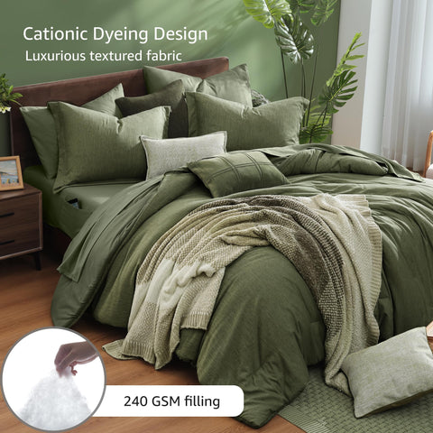 Monbix king-size comforter set shams match the cozy fabric.