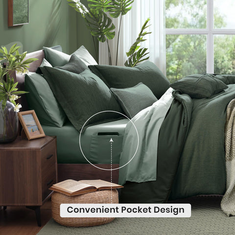 Fitted sheet detail on Monbix king size bed demonstrates secure pocket fit.