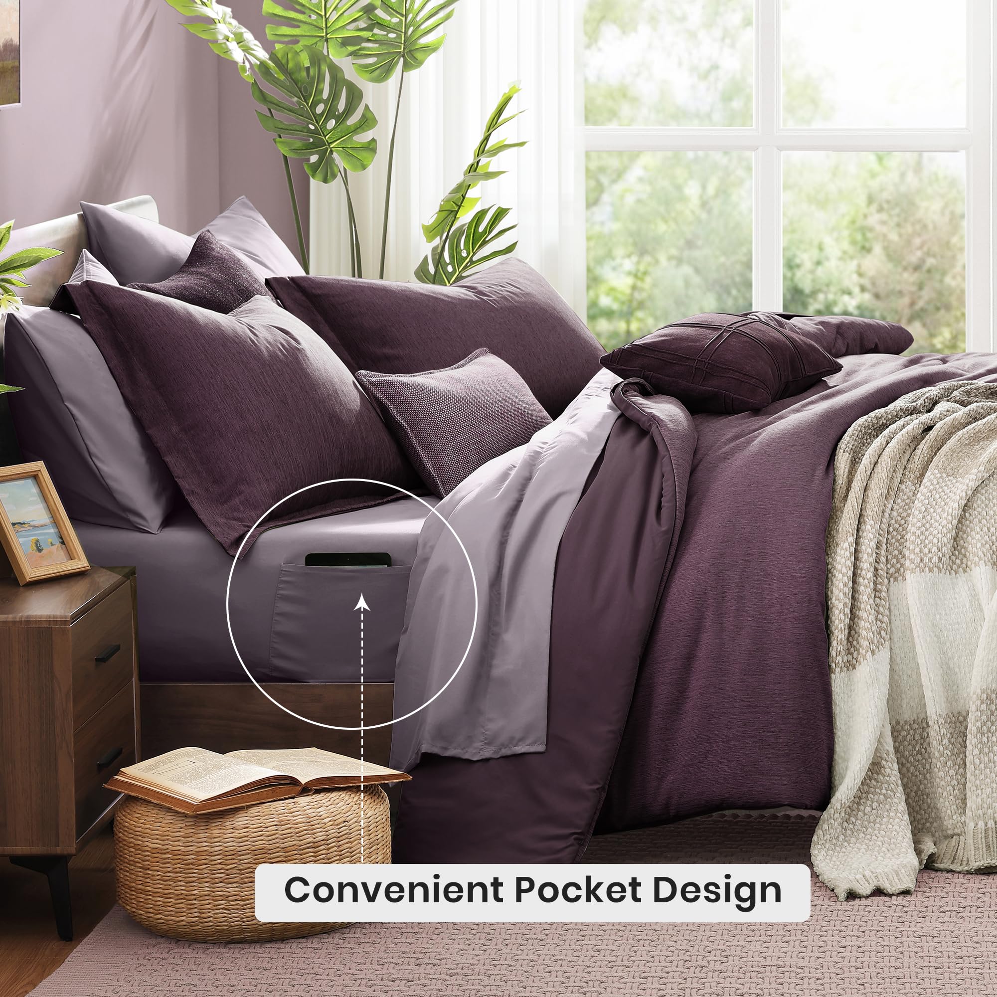 Monbix King Size Comforter Set full 7-piece layout on bed