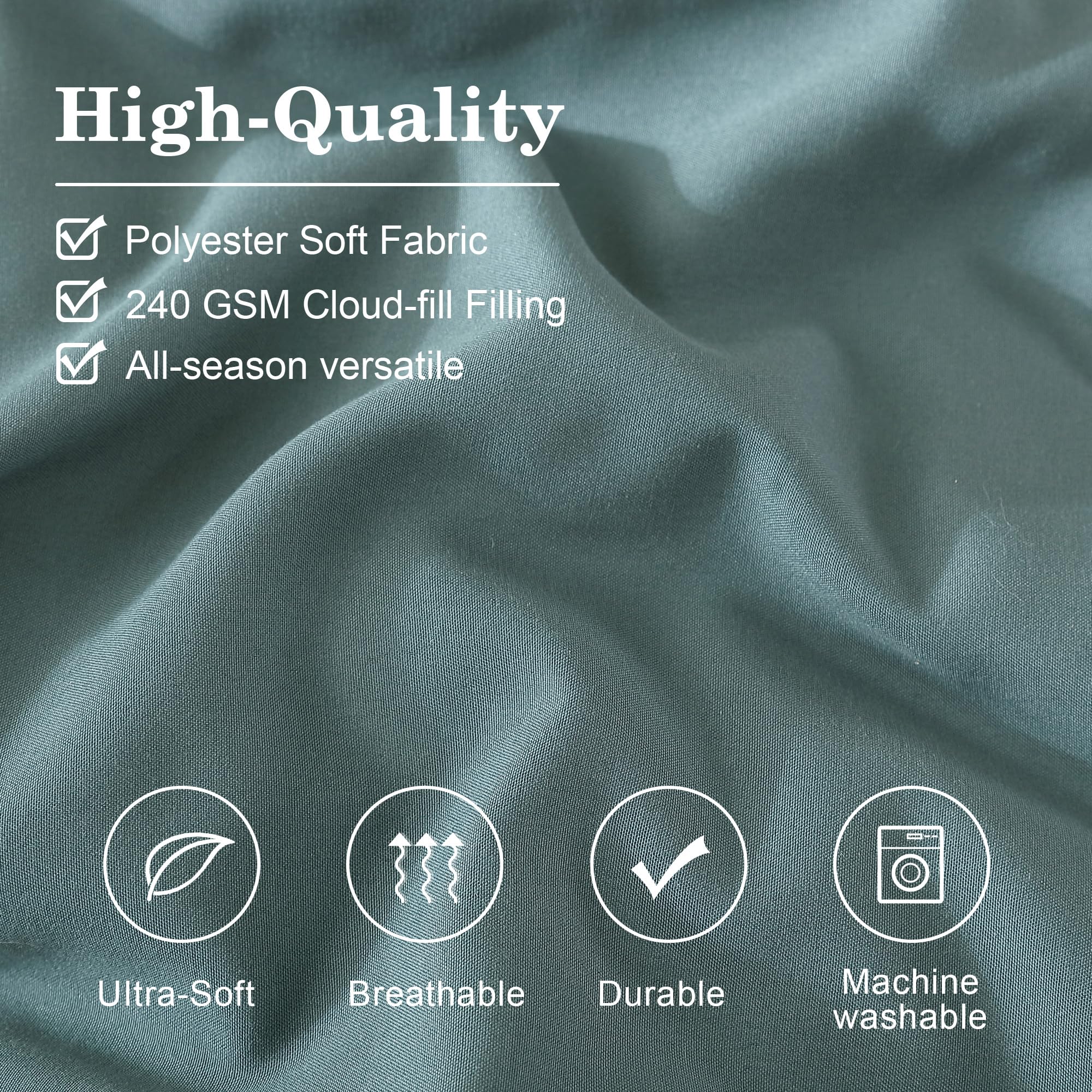 Monbix Queen Comforter Set blue-green color fits modern and coastal decor.