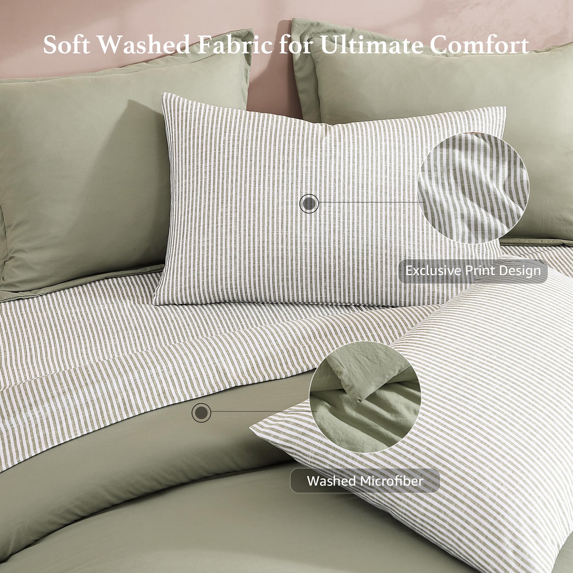 Monbix green shams enhance bedroom style with coordinated, serene sleep space.