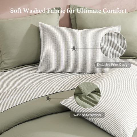 Monbix green shams enhance bedroom style with coordinated, serene sleep space.