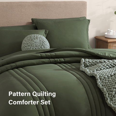 Monbix fitted sheet olive green fits standard queen bed securely