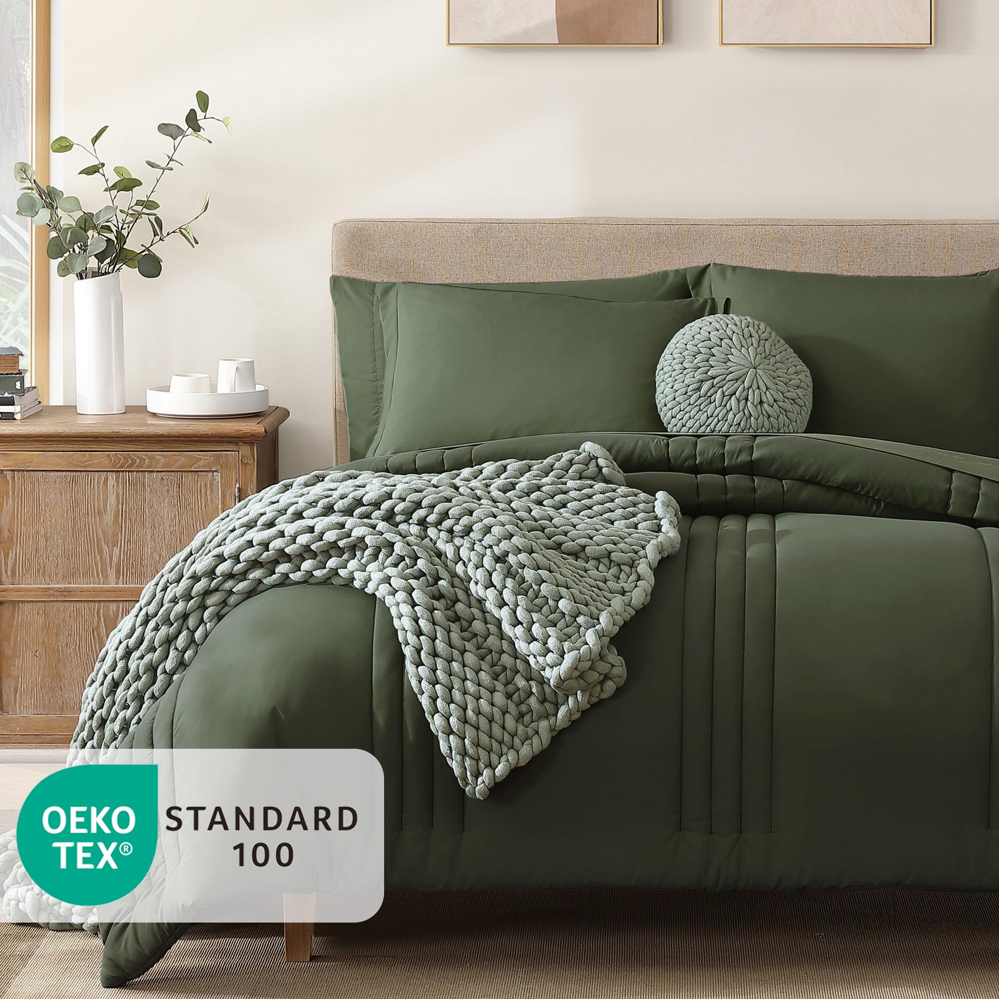Monbix flat sheet olive green displayed with clean aesthetics