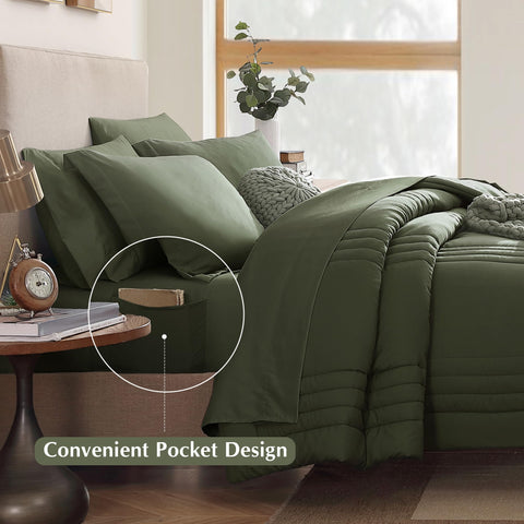 Monbix pillowcase olive green 20x30, smooth contact and easy laundering