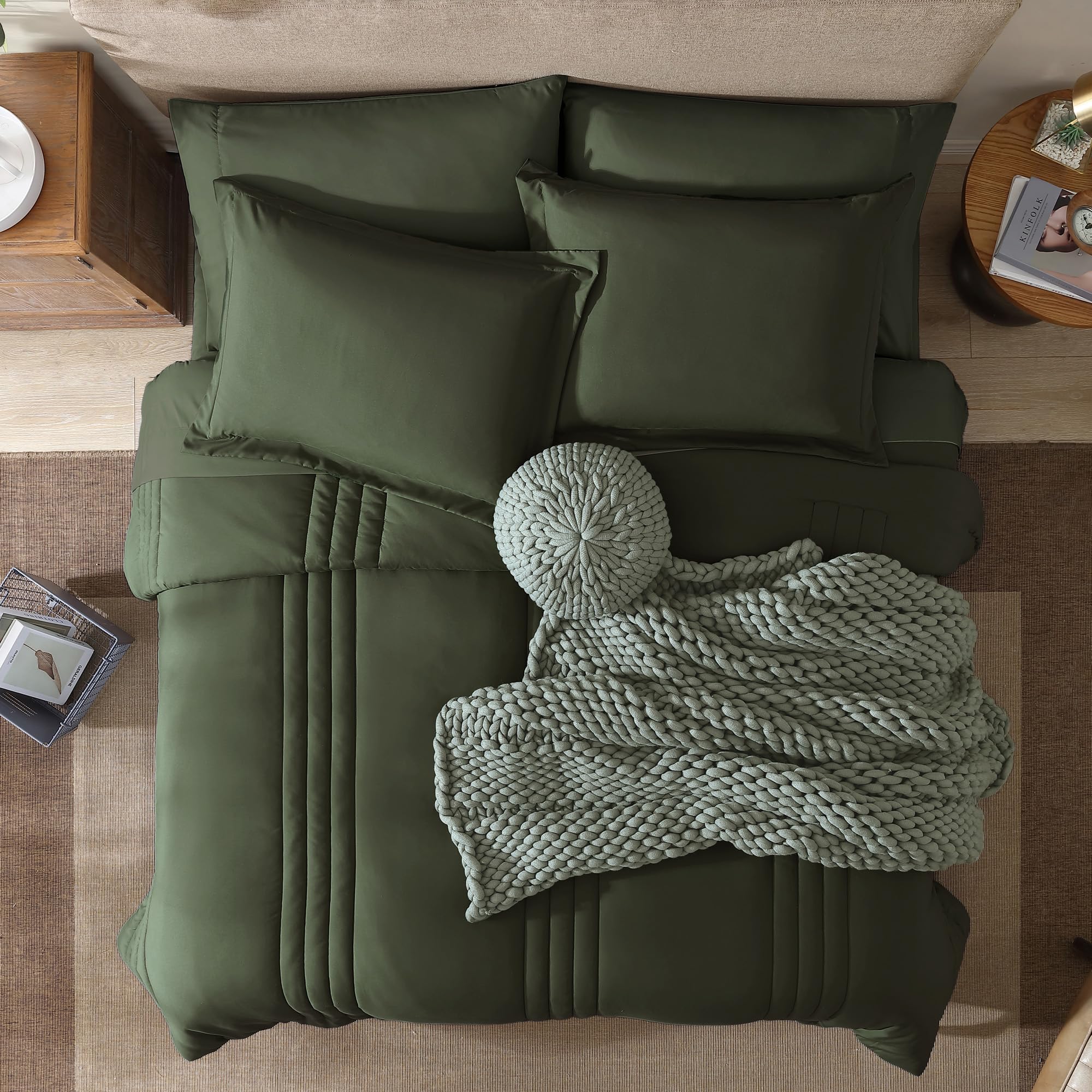 Monbix sham olive green 20x26, coordinated bedding look