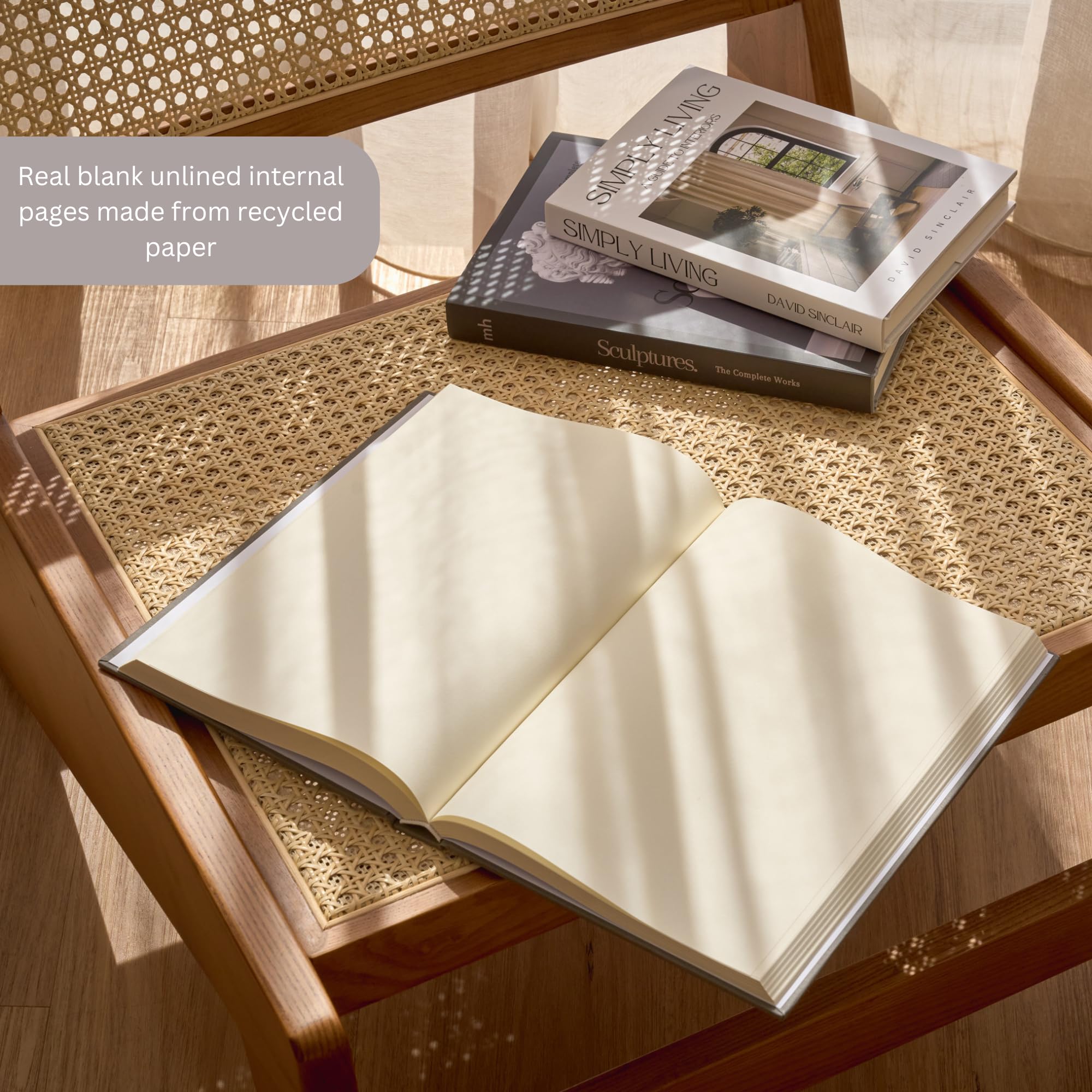 Moncur Home books with real blank pages suitable for journaling or notes in living spaces